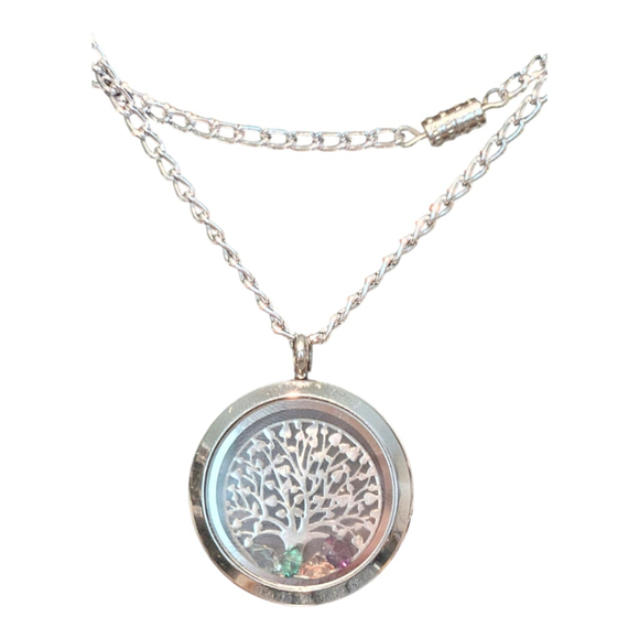 Tree of Life Jewelry - Family Tree with Birthstones Necklace Silver One Size